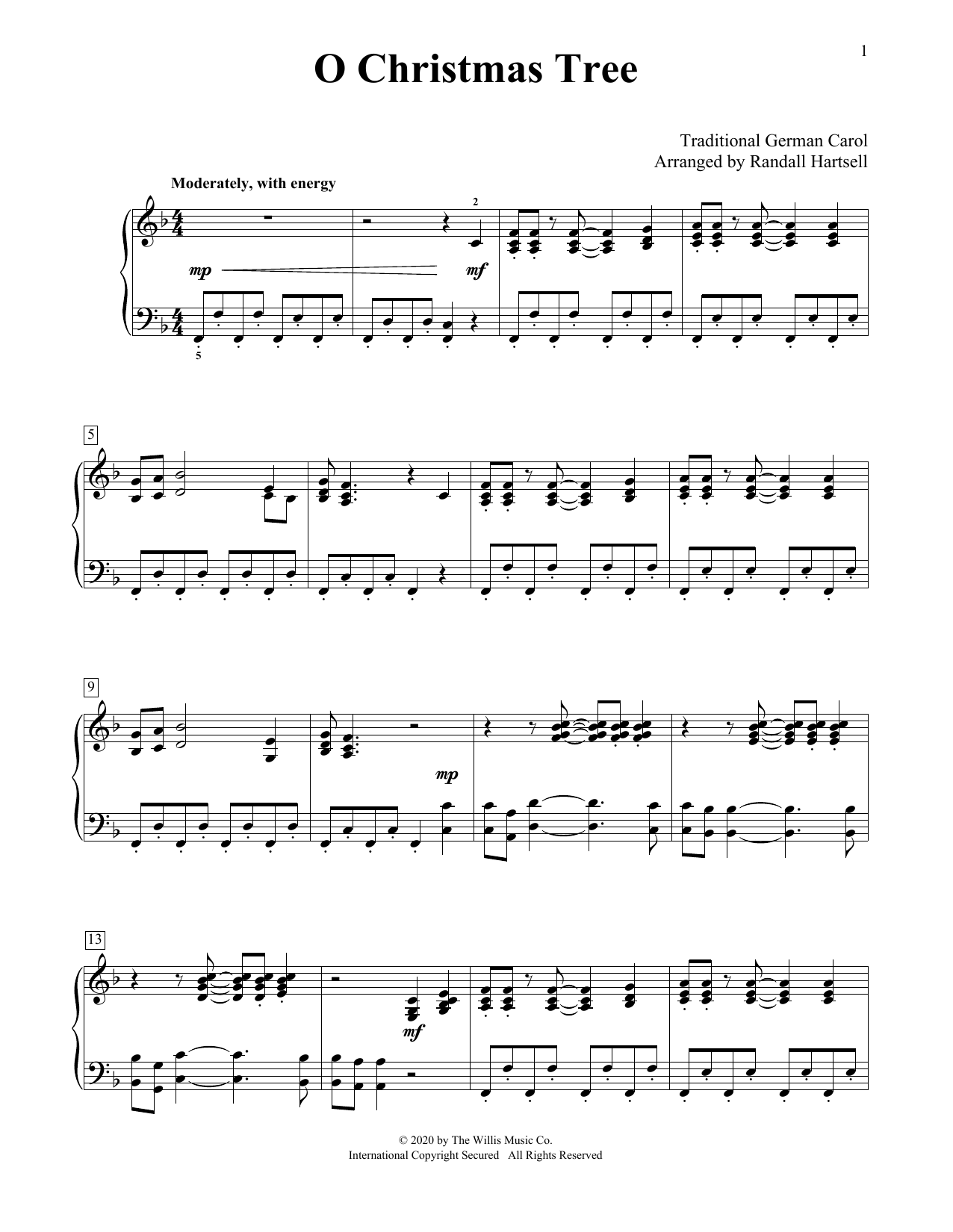 Traditional German Carol O Christmas Tree (arr. Randall Hartsell) Sheet Music Notes & Chords for Educational Piano - Download or Print PDF