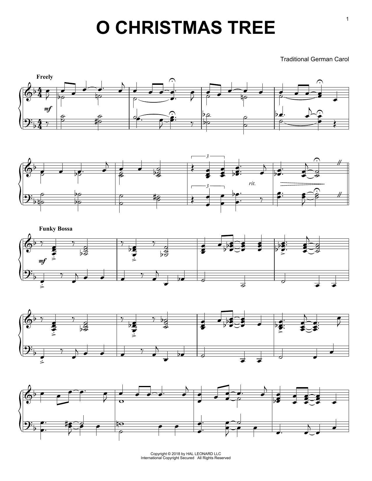 Traditional German Carol O Christmas Tree [Jazz version] Sheet Music Notes & Chords for Piano - Download or Print PDF