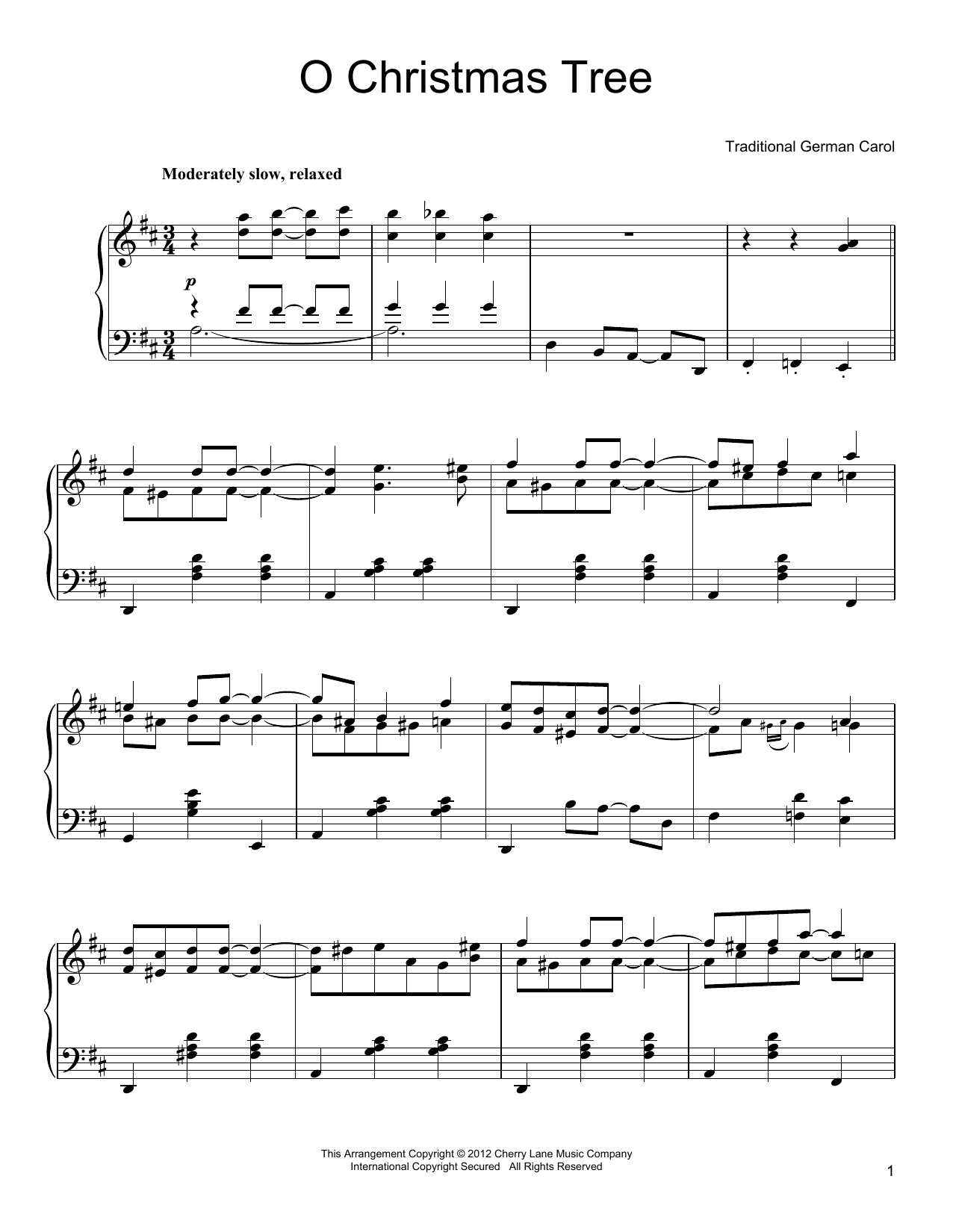 Traditional German Carol O Christmas Tree Sheet Music Notes & Chords for Piano - Download or Print PDF