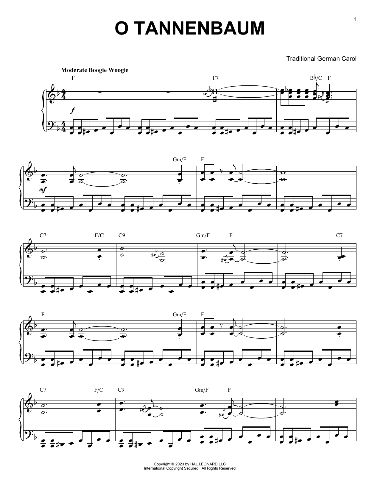 Traditional German Carol O Tannenbaum [Boogie Woogie version] (arr. Brent Edstrom) Sheet Music Notes & Chords for Piano Solo - Download or Print PDF
