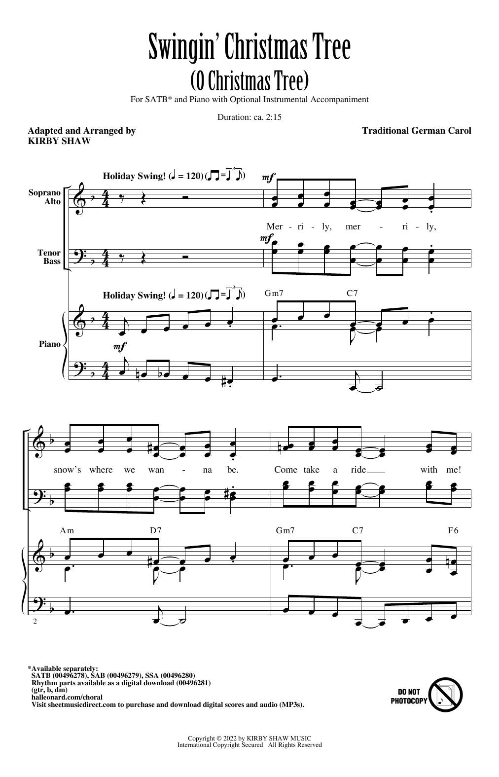 Traditional German Carol Swingin' Christmas Tree (O Christmas Tree) (arr. Kirby Shaw) Sheet Music Notes & Chords for SAB Choir - Download or Print PDF