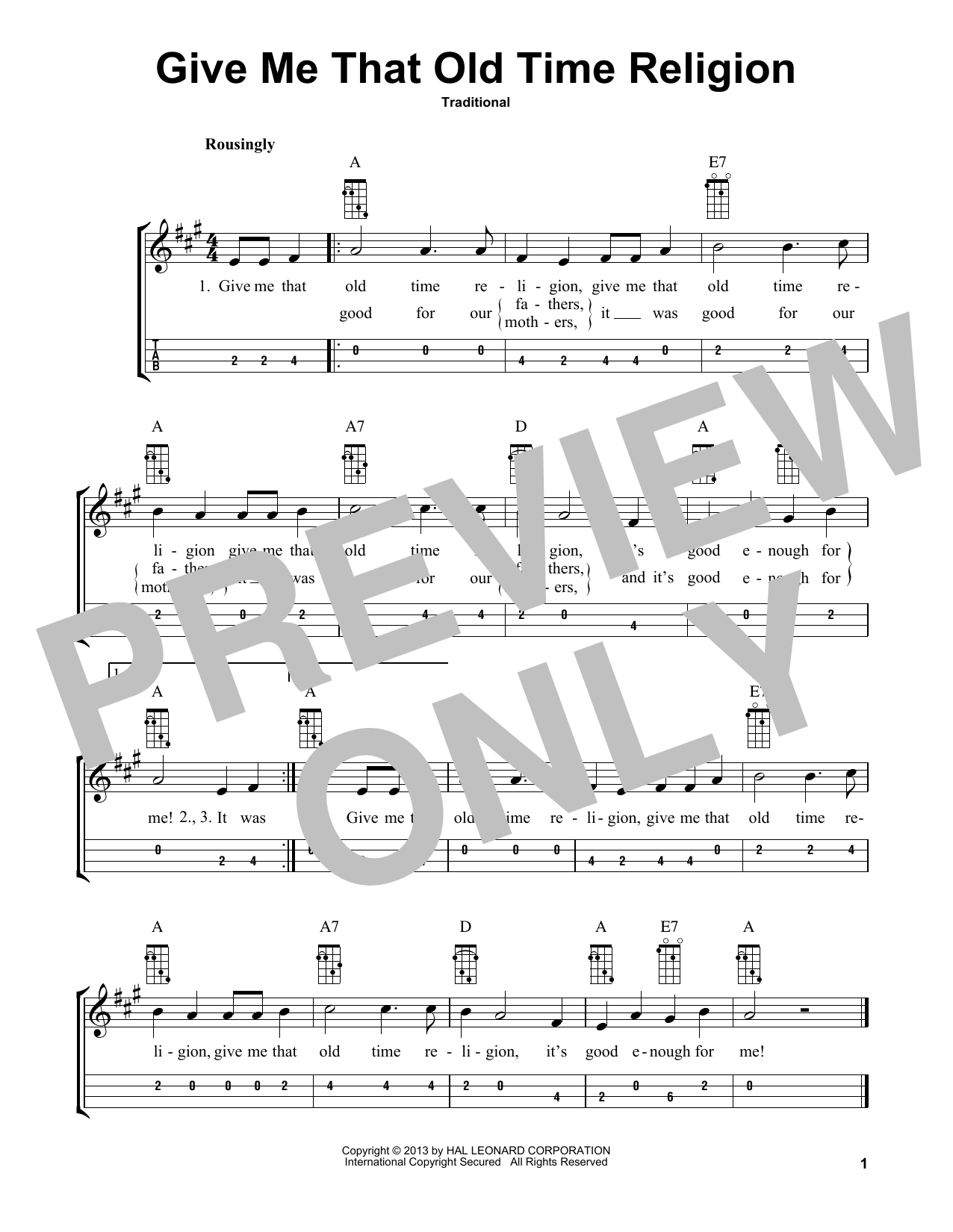 Traditional Give Me That Old Time Religion (arr. Bobby Westfall) Sheet Music Notes & Chords for Mandolin - Download or Print PDF