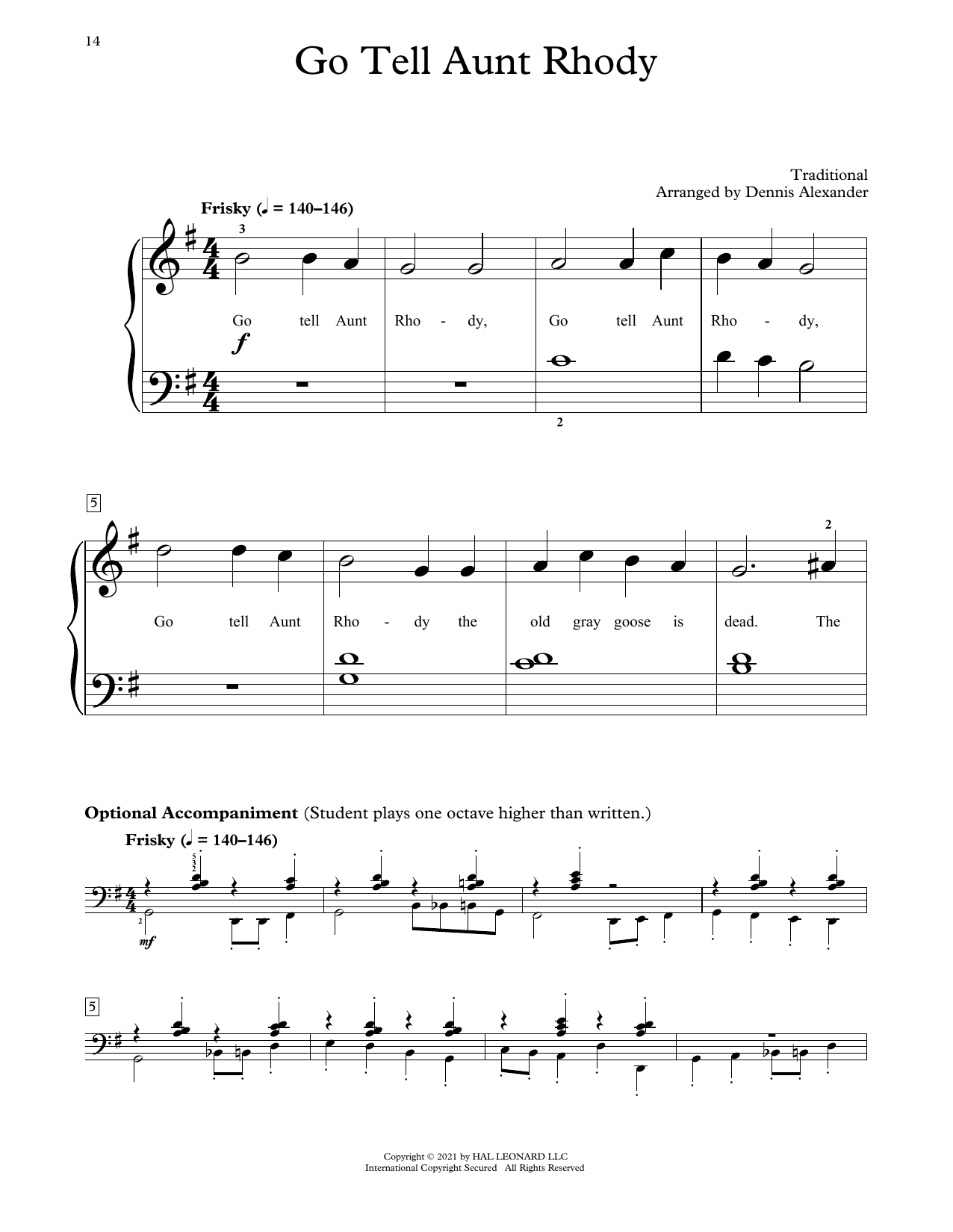 Traditional Go Tell Aunt Rhody (arr. Dennis Alexander) Sheet Music Notes & Chords for Educational Piano - Download or Print PDF