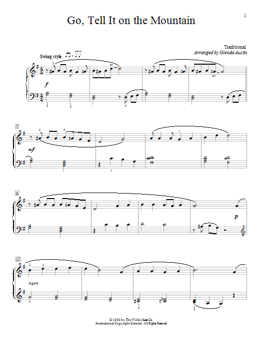 Traditional Go Tell It On The Mountain Sheet Music Notes & Chords for Educational Piano - Download or Print PDF