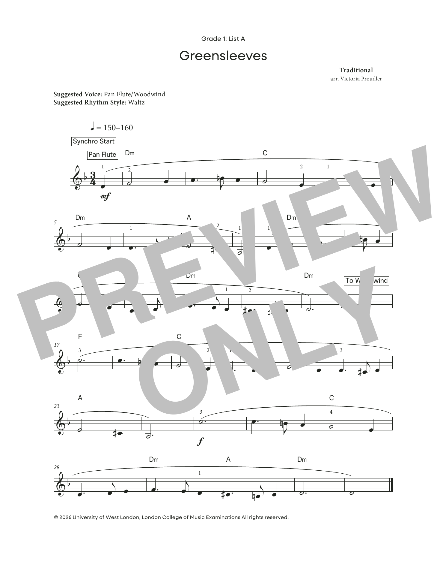 Traditional Greensleeves (from LCME Electronic Keyboard Grade 1 List A) Sheet Music Notes & Chords for Piano Solo - Download or Print PDF