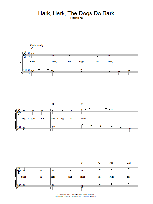 Traditional Hark Hark The Dogs Do Bark Sheet Music Notes & Chords for Piano & Vocal - Download or Print PDF