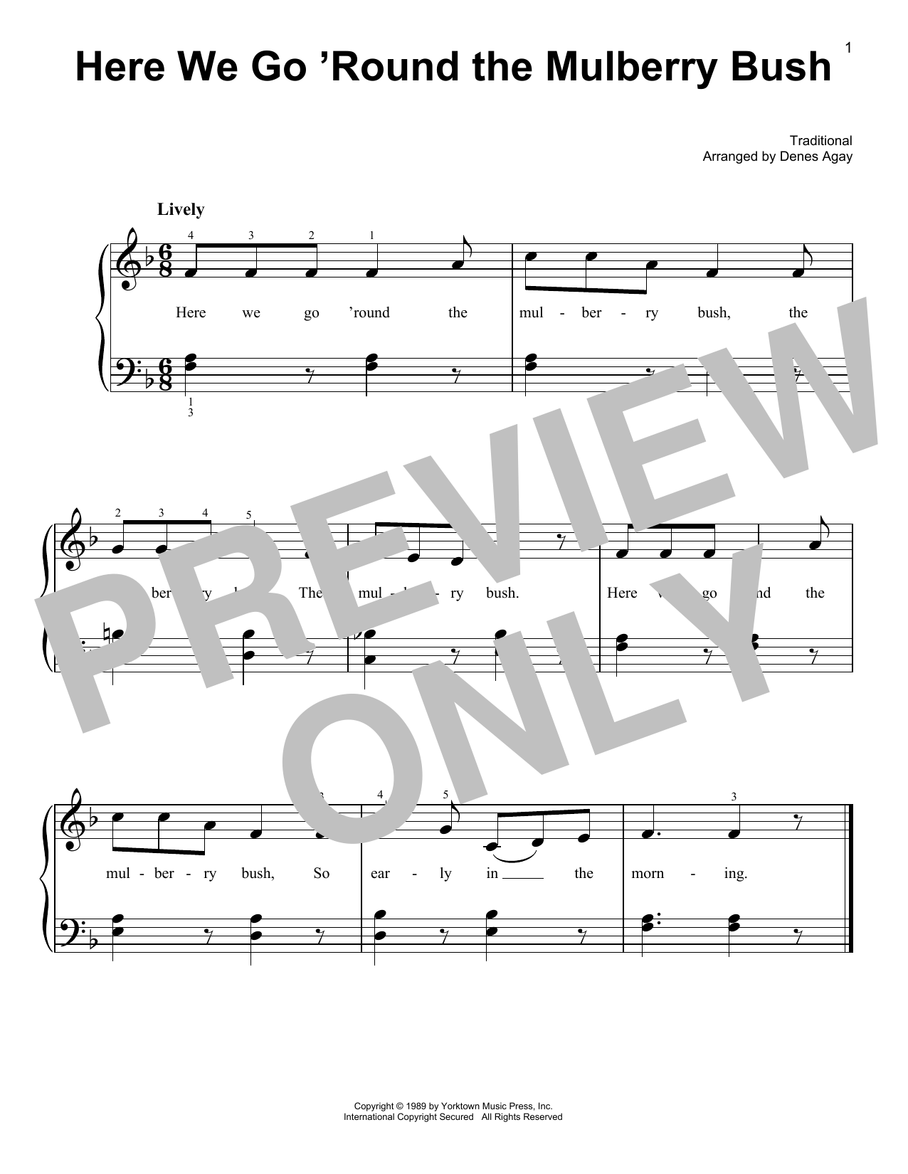 Traditional Here We Go 'Round The Mulberry Bush (arr. Denes Agay) Sheet Music Notes & Chords for Easy Piano - Download or Print PDF