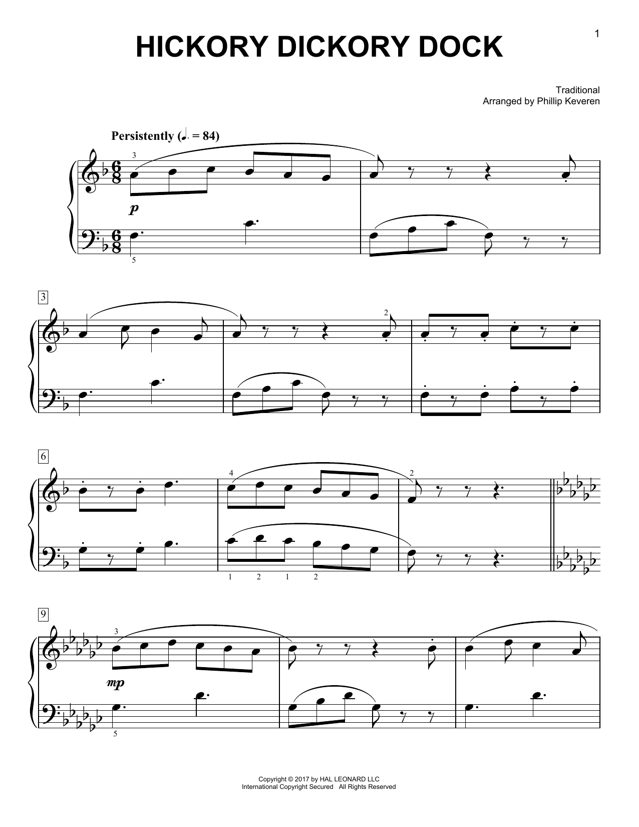 Traditional Hickory Dickory Dock [Classical version] (arr. Phillip Keveren) Sheet Music Notes & Chords for Easy Piano - Download or Print PDF
