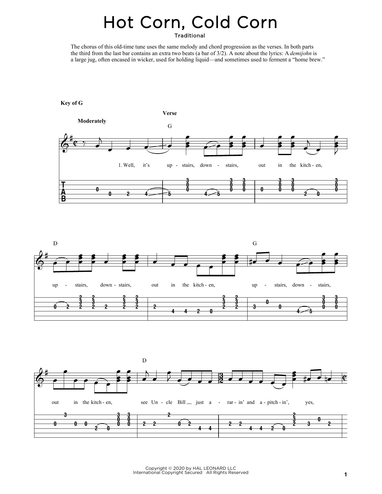 Traditional Hot Corn, Cold Corn (arr. Fred Sokolow) Sheet Music Notes & Chords for Solo Guitar Tab - Download or Print PDF