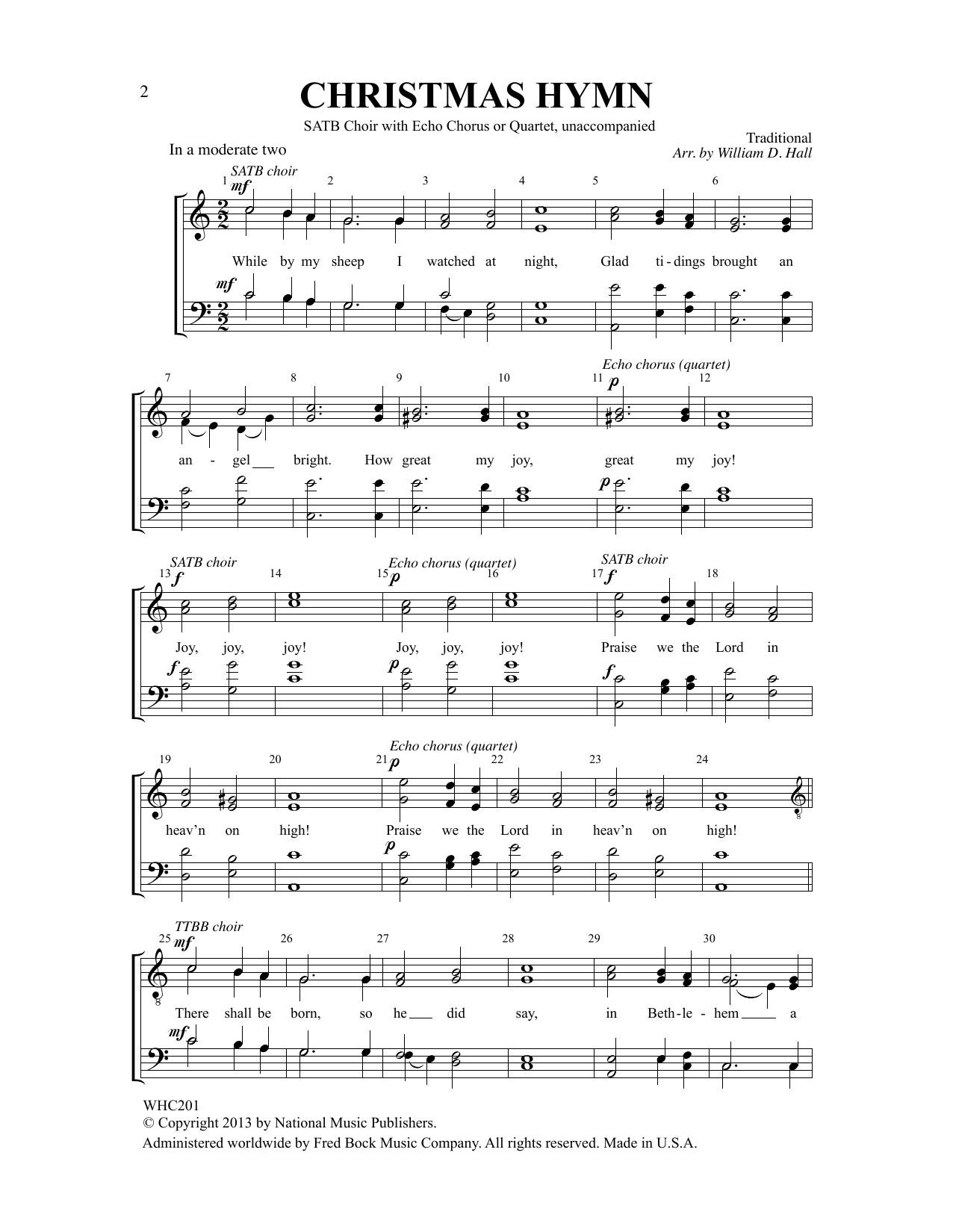 Traditional How Great Our Joy (arr. William D. Hall) Sheet Music Notes & Chords for SATB Choir - Download or Print PDF