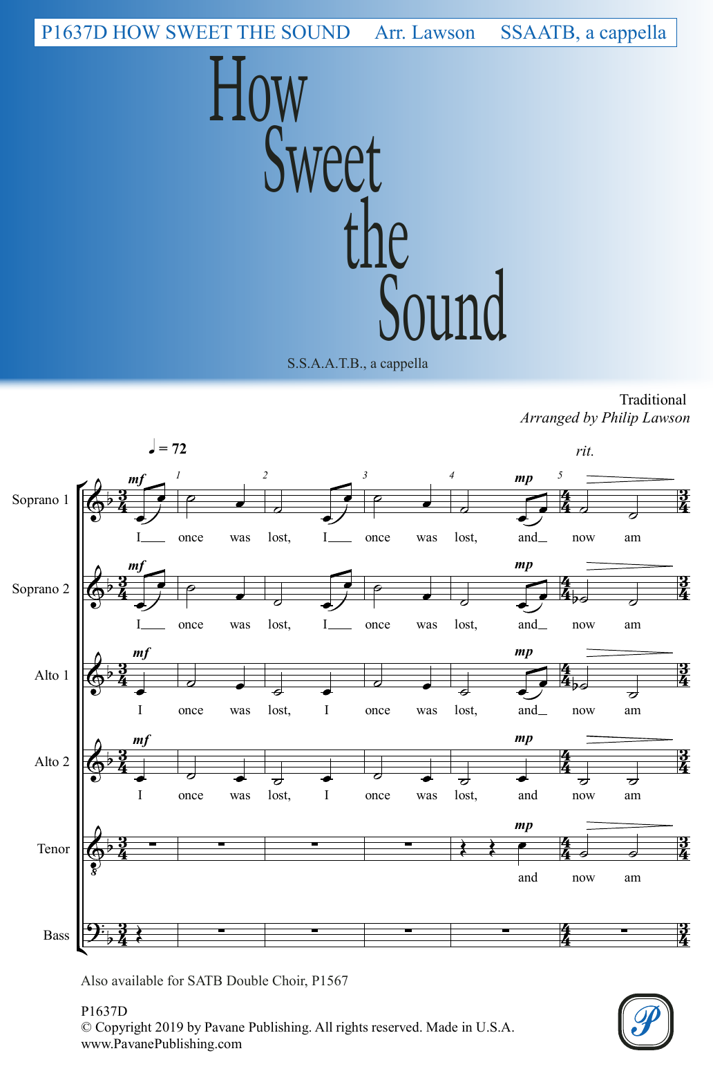 Traditional How Sweet the Sound (arr. Philip Lawson) Sheet Music Notes & Chords for Choir - Download or Print PDF