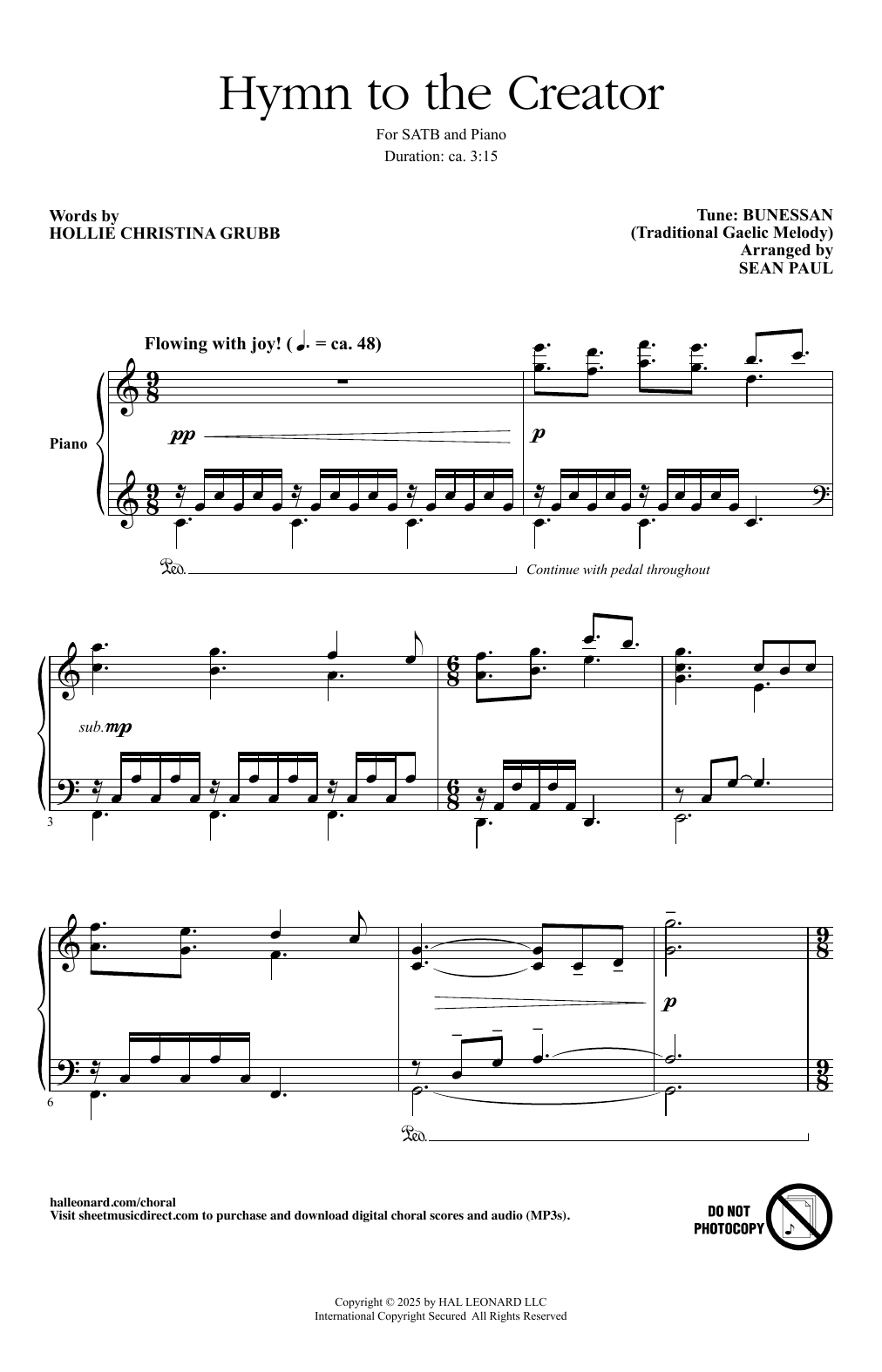 Traditional Hymn To The Creator (arr. Sean Paul) Sheet Music Notes & Chords for SATB Choir - Download or Print PDF