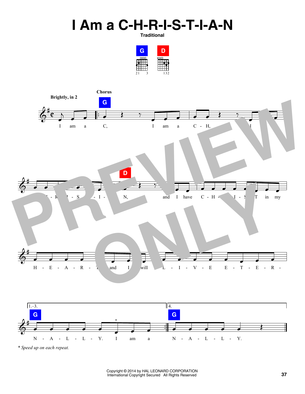 Traditional I Am A C-H-R-I-S-T-I-A-N Sheet Music Notes & Chords for Chord Buddy - Download or Print PDF