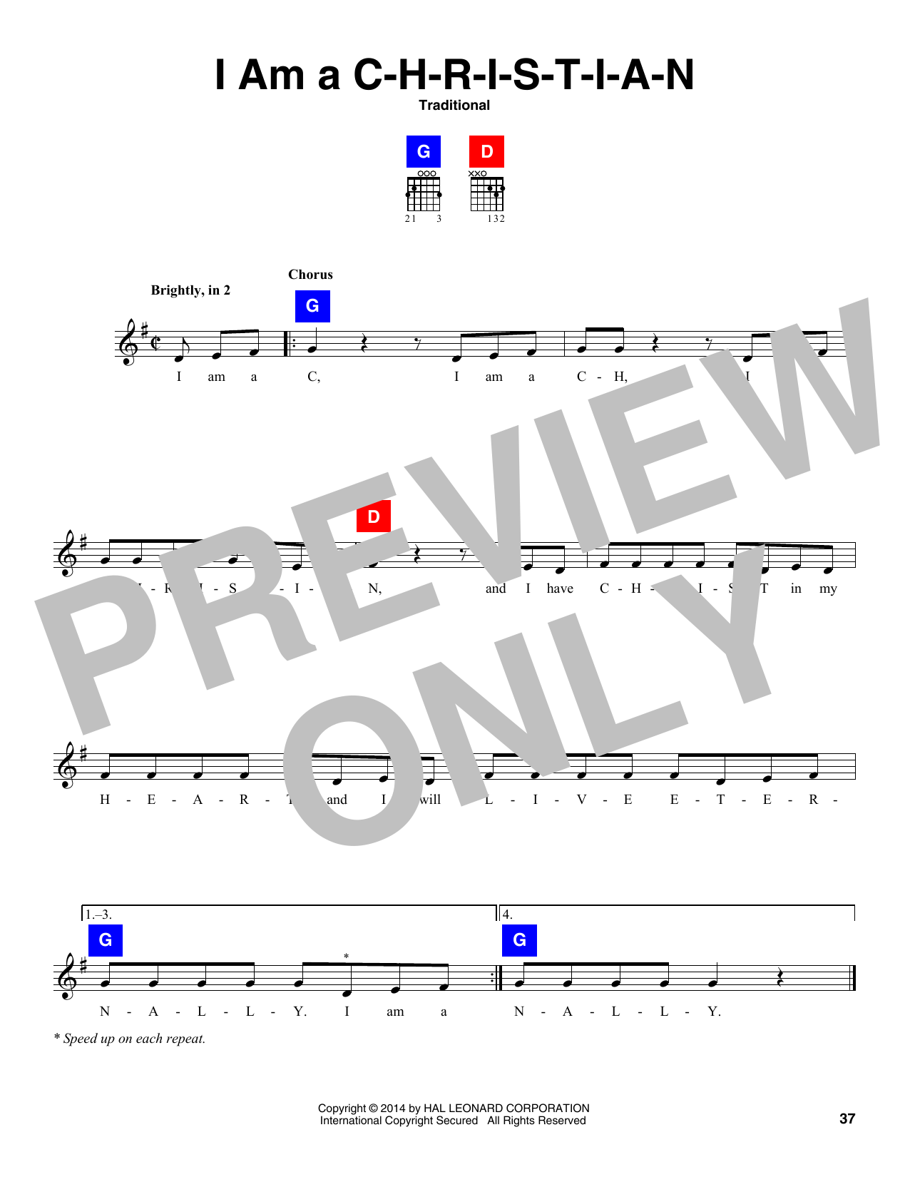 Traditional I Am A C-H-R-I-S-T-I-A-N Sheet Music Notes & Chords for Lead Sheet / Fake Book - Download or Print PDF