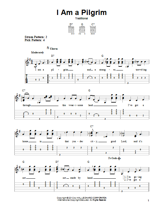Traditional I Am A Pilgrim Sheet Music Notes & Chords for Real Book – Melody, Lyrics & Chords - Download or Print PDF