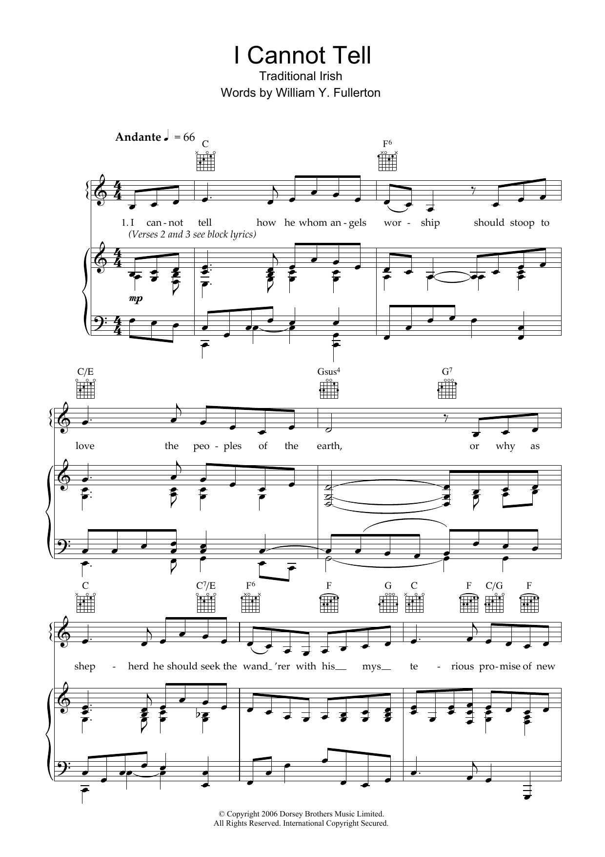 Traditional I Cannot Tell Sheet Music Notes & Chords for Piano, Vocal & Guitar (Right-Hand Melody) - Download or Print PDF