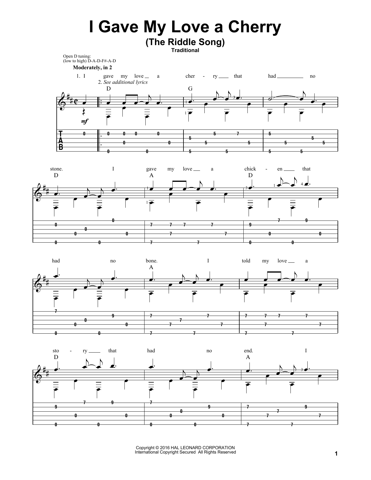 Mark Phillips I Gave My Love A Cherry (The Riddle Song) Sheet Music Notes & Chords for Guitar Tab - Download or Print PDF