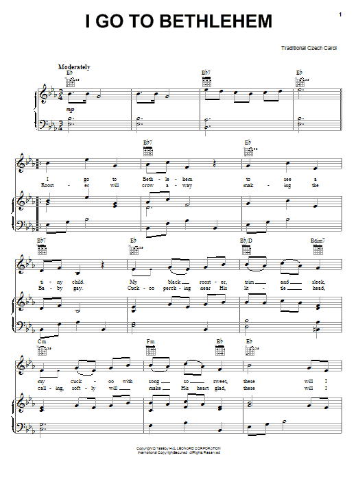 Traditional I Go To Bethlehem Sheet Music Notes & Chords for Piano, Vocal & Guitar (Right-Hand Melody) - Download or Print PDF