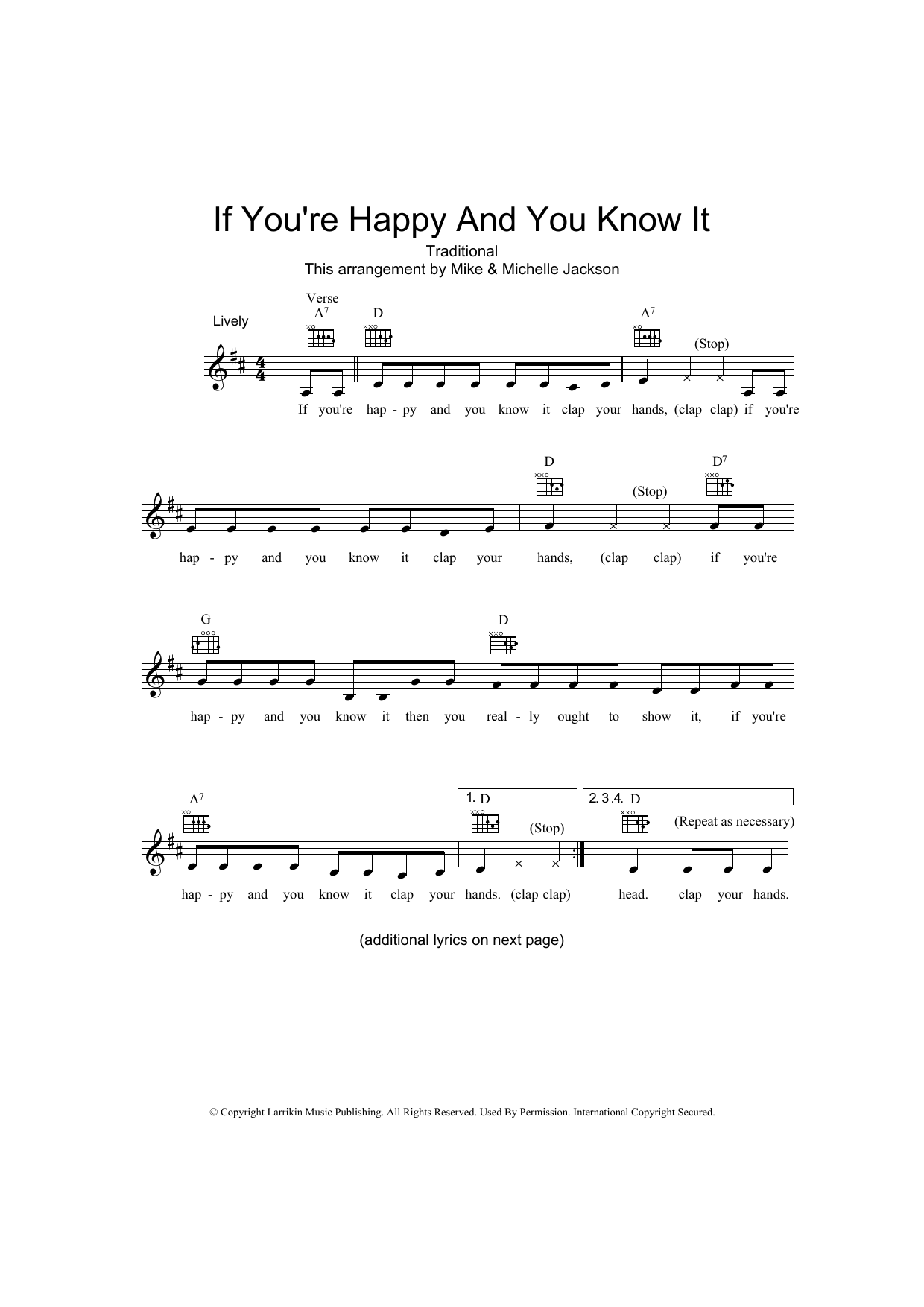 Alfred B. Smith If You're Happy And You Know It Sheet Music Notes & Chords for Melody Line, Lyrics & Chords - Download or Print PDF
