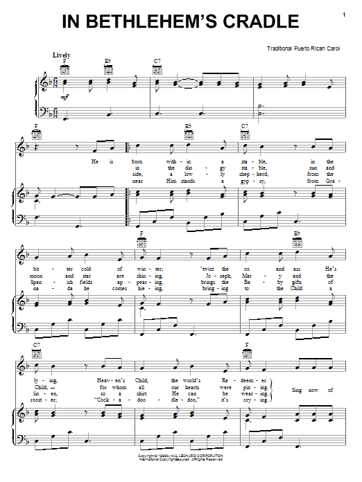 Traditional In Bethlehem's Cradle Sheet Music Notes & Chords for Piano, Vocal & Guitar (Right-Hand Melody) - Download or Print PDF