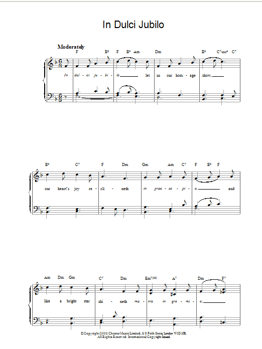 Christmas Carol In Dulci Jubilo Sheet Music Notes & Chords for Lyrics & Chords - Download or Print PDF