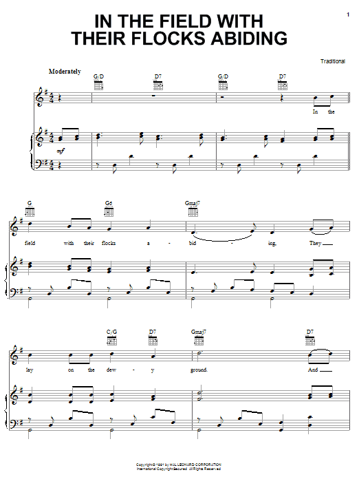 Traditional In The Field With Their Flocks Abiding Sheet Music Notes & Chords for Easy Guitar Tab - Download or Print PDF