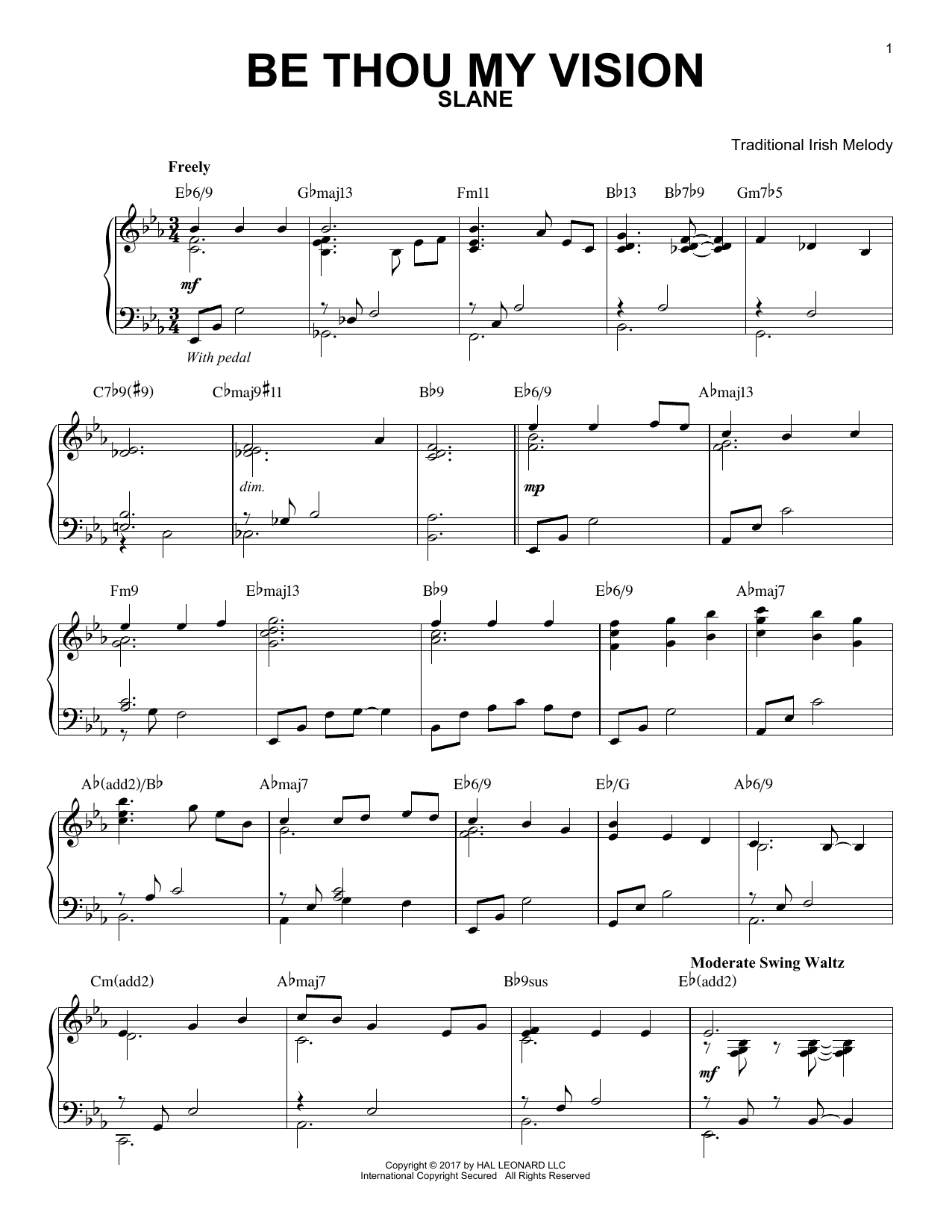 Traditional Irish Be Thou My Vision [Jazz version] Sheet Music Notes & Chords for Piano - Download or Print PDF