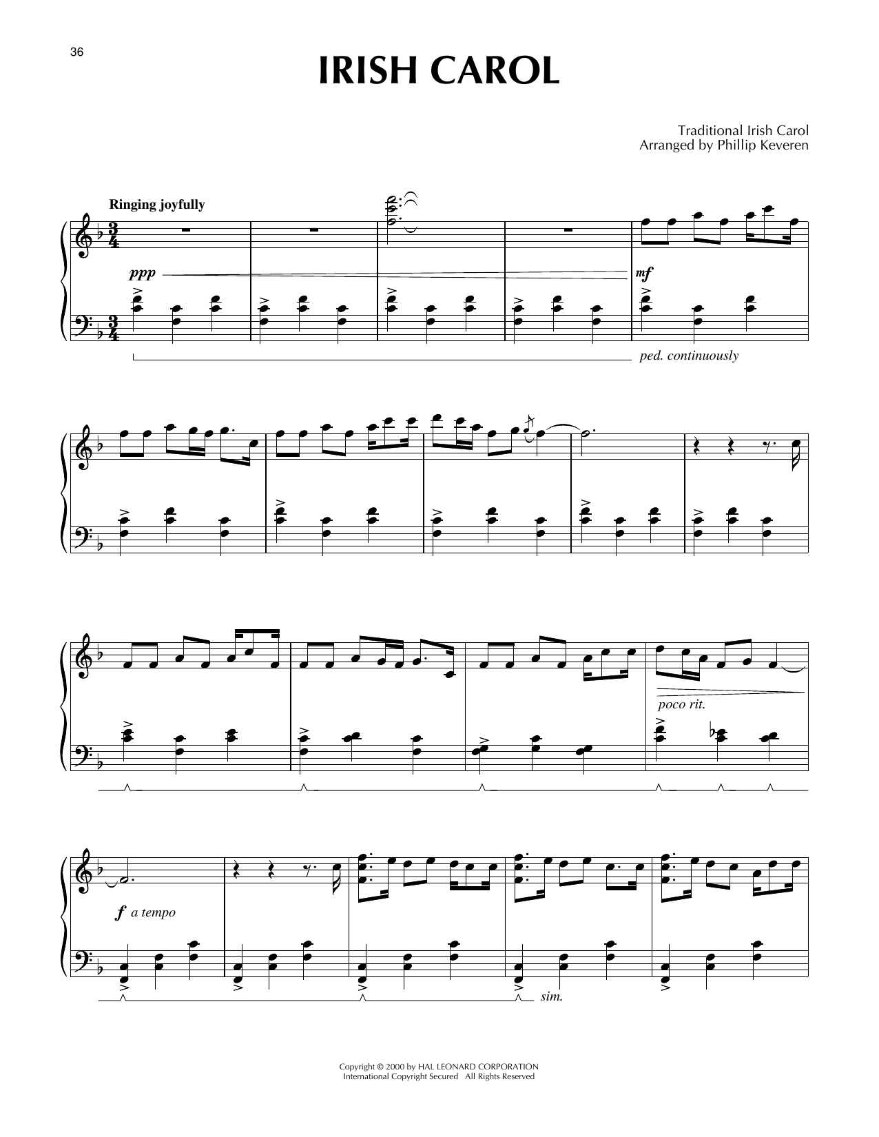 Traditional Irish Carol Irish Carol [Celtic version] (arr. Phillip Keveren) Sheet Music Notes & Chords for Piano Solo - Download or Print PDF