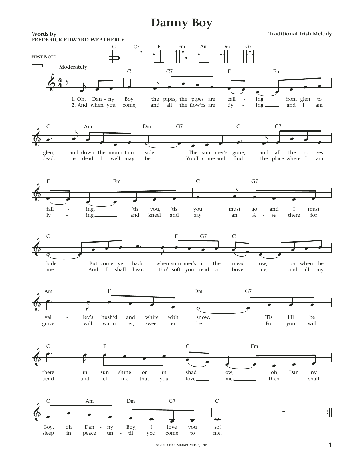 Traditional Irish Danny Boy (from The Daily Ukulele) (arr. Liz and Jim Beloff) Sheet Music Notes & Chords for Ukulele - Download or Print PDF