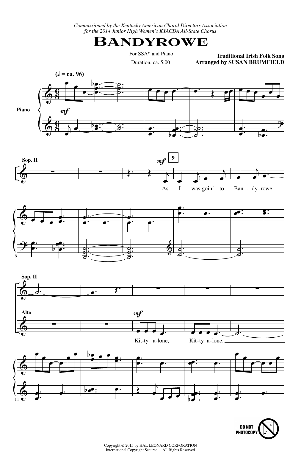 Traditional Irish Folk Song Bandyrowe (arr. Susan Brumfield) Sheet Music Notes & Chords for SSA Choir - Download or Print PDF