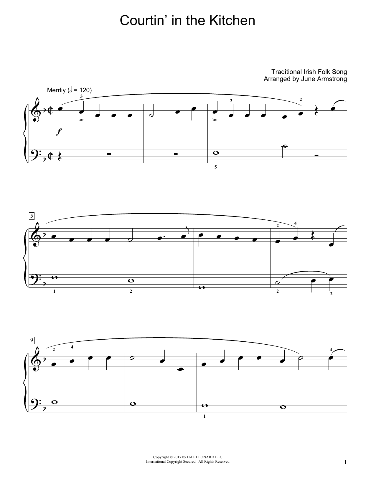 Traditional Irish Folk Song Courtin' In The Kitchen (arr. June Armstrong) Sheet Music Notes & Chords for Educational Piano - Download or Print PDF