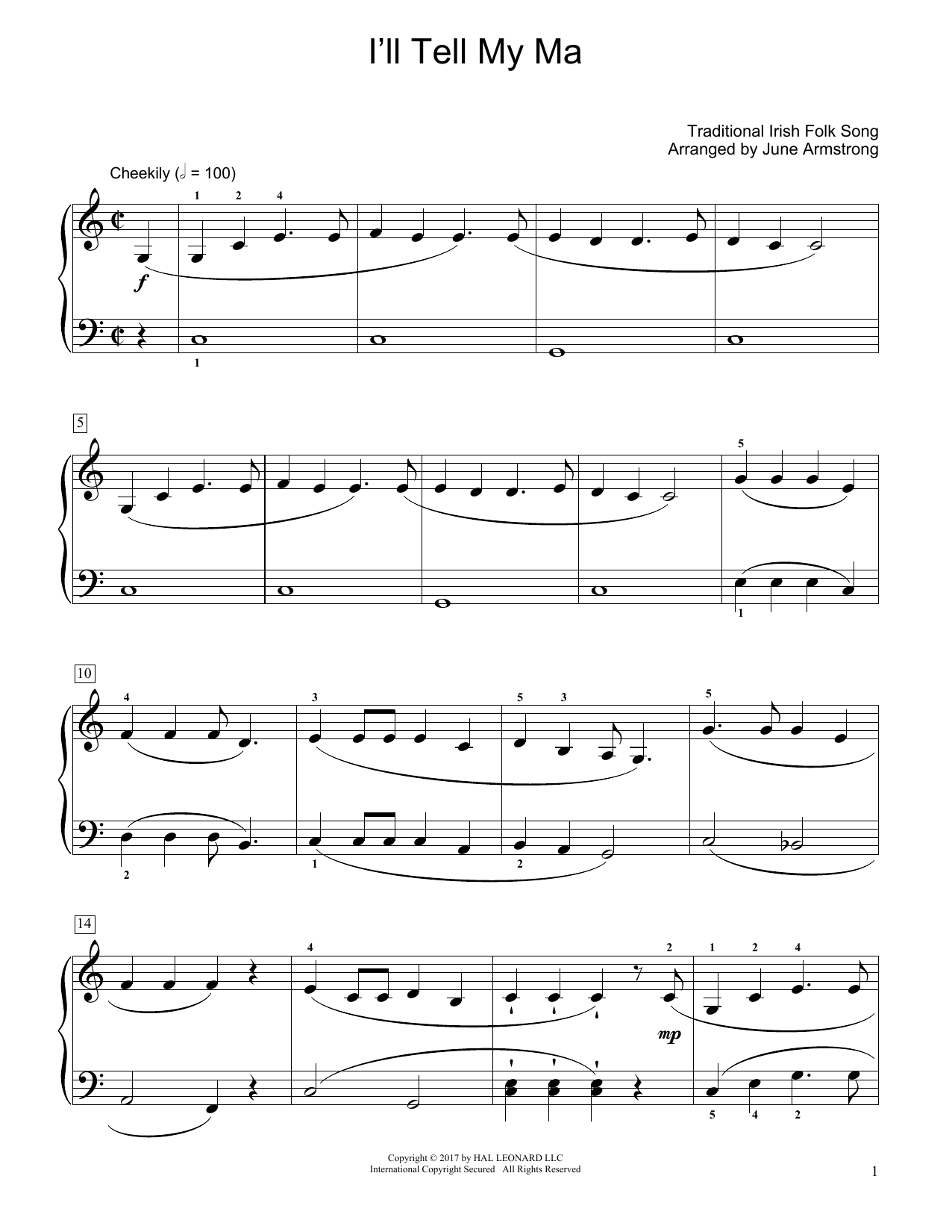 Traditional Irish Folk Song I'll Tell My Ma (arr. June Armstrong) Sheet Music Notes & Chords for Educational Piano - Download or Print PDF
