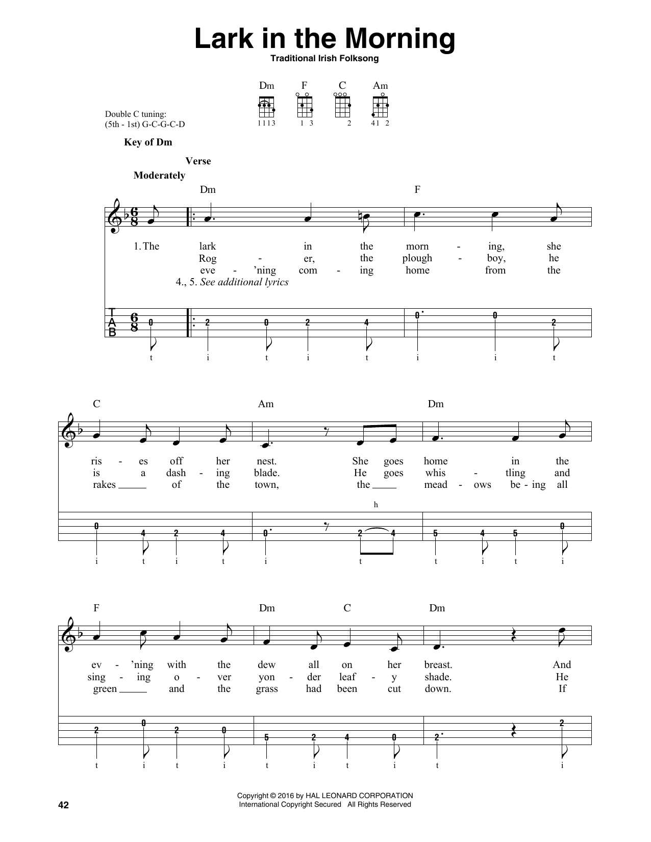 Traditional Irish Folk Song Lark In The Morning Sheet Music Notes & Chords for Banjo - Download or Print PDF