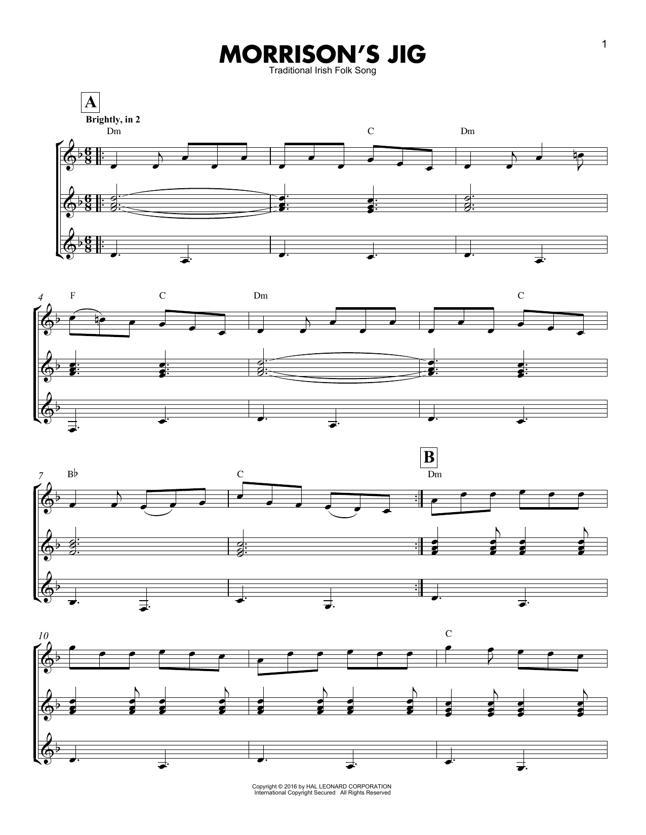 Traditional Irish Folk Song Morrison's Jig Sheet Music Notes & Chords for Mandolin Tab - Download or Print PDF