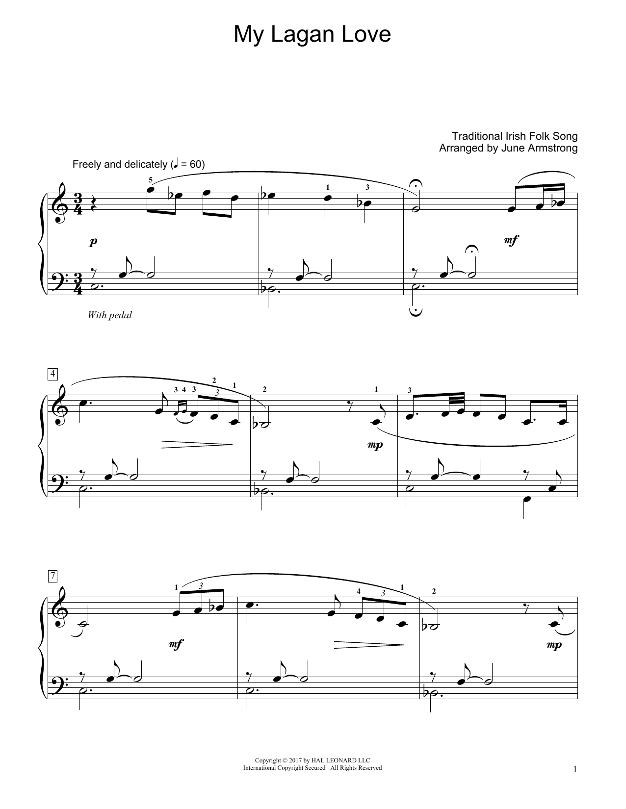 Traditional Irish Folk Song My Lagan Love (arr. June Armstrong) Sheet Music Notes & Chords for Educational Piano - Download or Print PDF