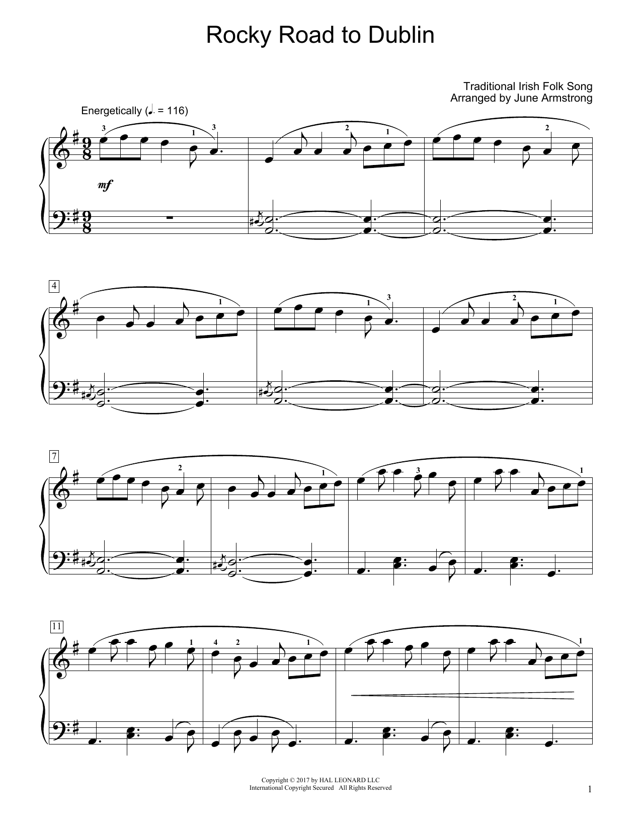 Traditional Irish Folk Song Rocky Road To Dublin (arr. June Armstrong) Sheet Music Notes & Chords for Educational Piano - Download or Print PDF