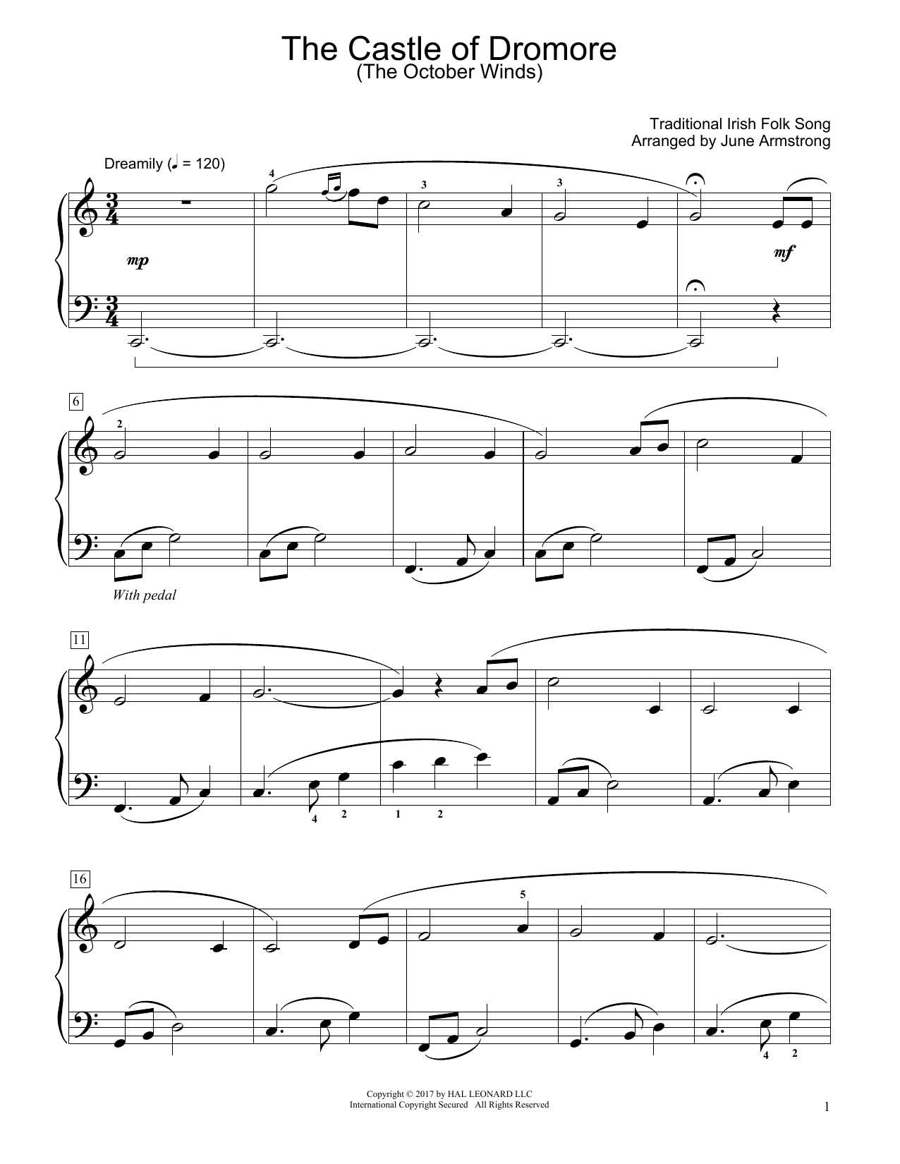 Traditional Irish Folk Song The Castle Of Dromore (The October Winds) (arr. June Armstrong) Sheet Music Notes & Chords for Educational Piano - Download or Print PDF