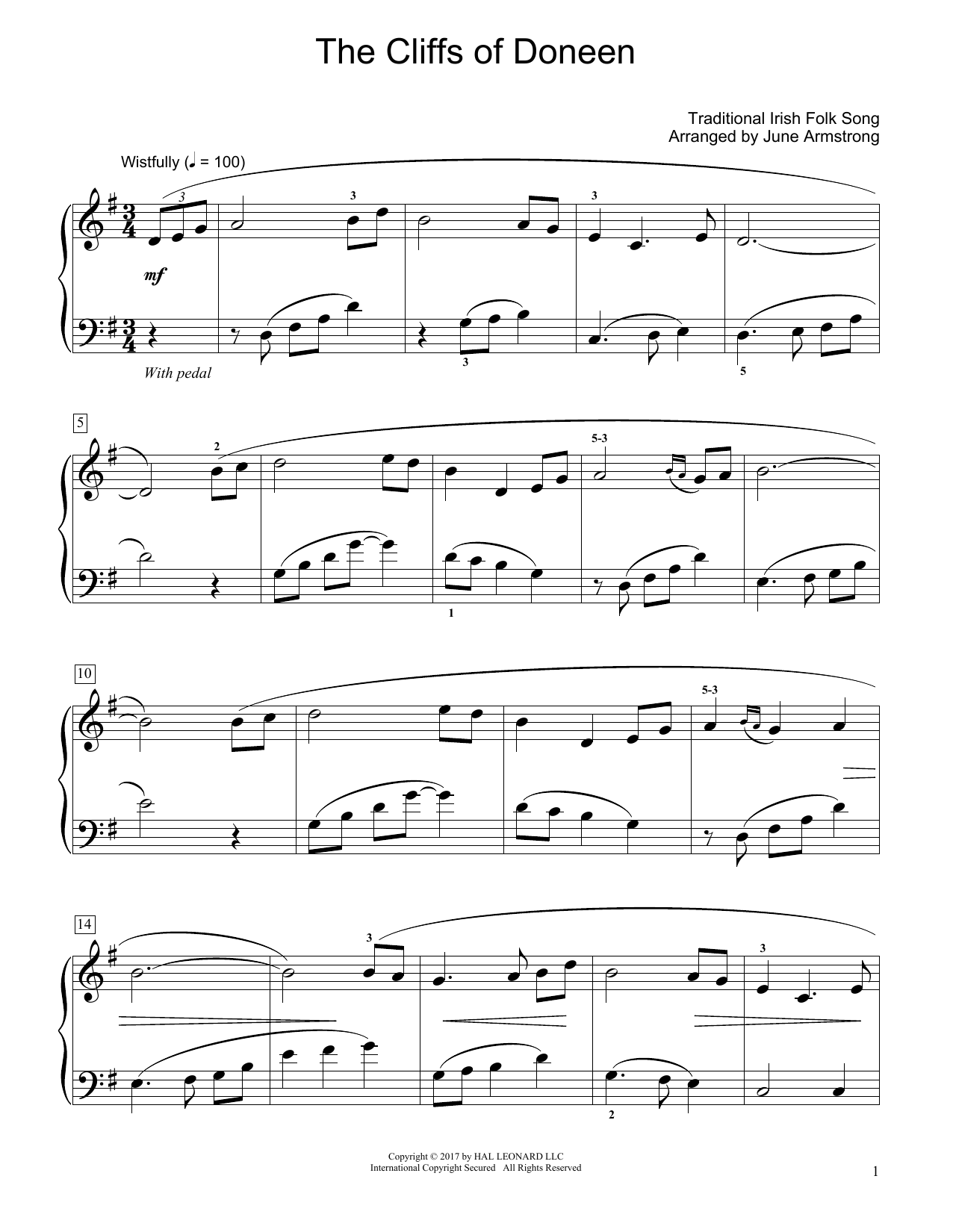 Traditional Irish Folk Song The Cliffs Of Doneen (arr. June Armstrong) Sheet Music Notes & Chords for Educational Piano - Download or Print PDF