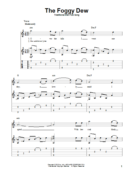 Traditional Irish Folk Song The Foggy Dew Sheet Music Notes & Chords for Guitar Tab - Download or Print PDF