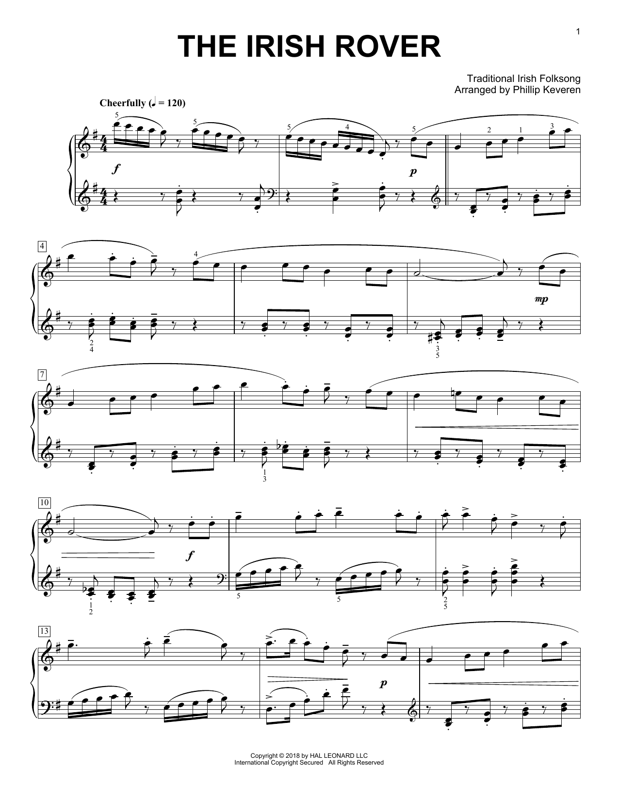 Traditional Irish Folk Song The Irish Rover [Classical version] (arr. Phillip Keveren) Sheet Music Notes & Chords for Piano - Download or Print PDF