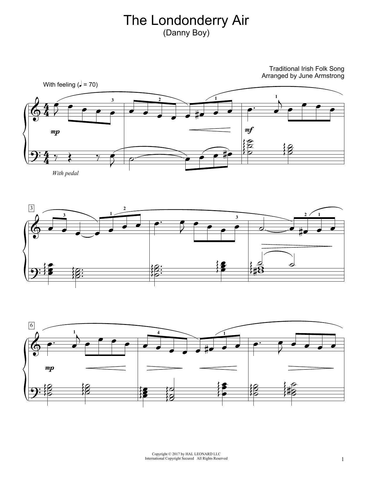 Traditional Irish Folk Song The Londonderry Air (Danny Boy) (arr. June Armstrong) Sheet Music Notes & Chords for Educational Piano - Download or Print PDF
