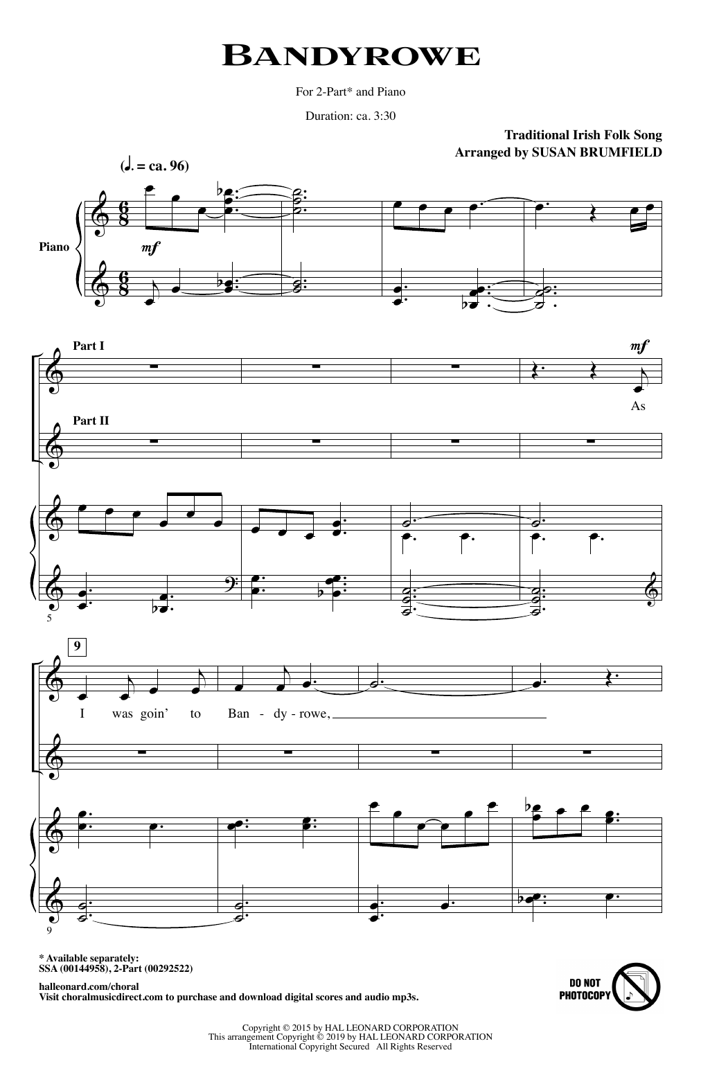 Traditional Irish Folksong Bandyrowe (arr. Susan Brumfield) Sheet Music Notes & Chords for 2-Part Choir - Download or Print PDF
