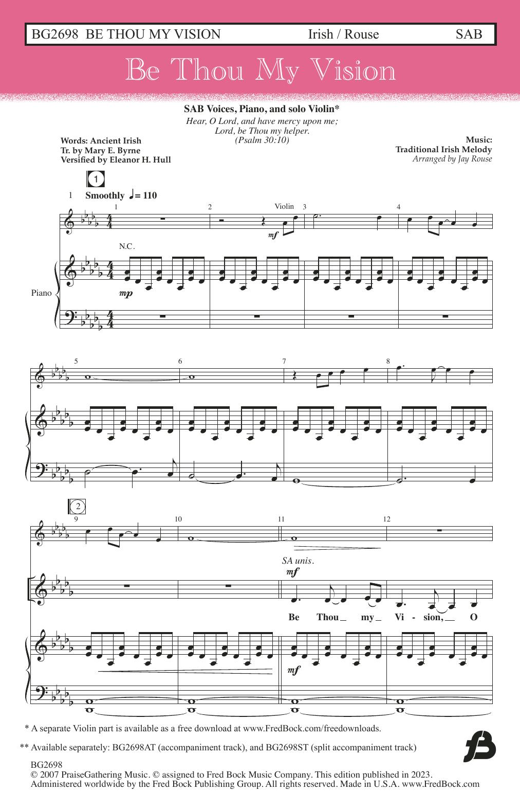 Traditional Irish Melody Be Thou My Vision (arr. Jay Rouse) Sheet Music Notes & Chords for SAB Choir - Download or Print PDF