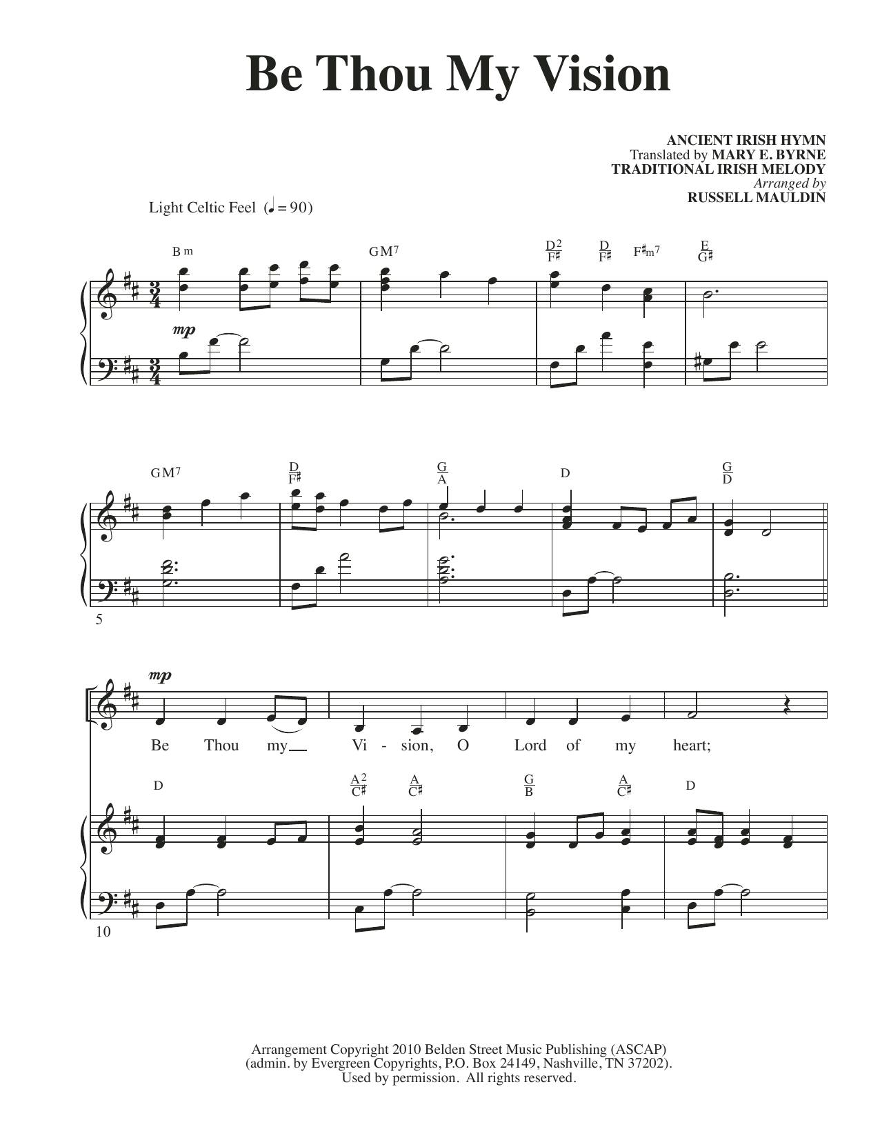 Traditional Irish Melody Be Thou My Vision (arr. Russell Mauldin) Sheet Music Notes & Chords for Piano & Vocal - Download or Print PDF