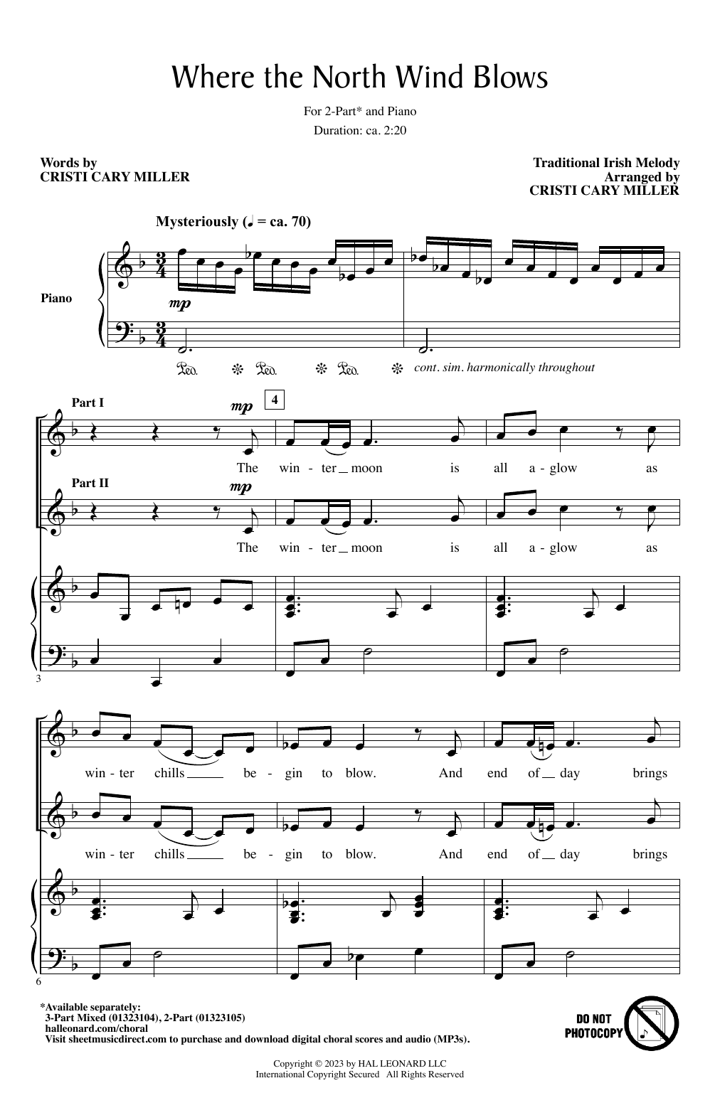 Traditional Irish Melody Where The North Wind Blows (arr. Cristi Cary Miller) Sheet Music Notes & Chords for 3-Part Mixed Choir - Download or Print PDF