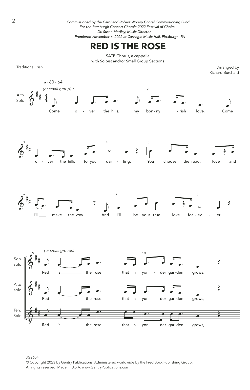Traditional Irish Red Is The Rose (arr. Richard Burchard) Sheet Music Notes & Chords for SATB Choir - Download or Print PDF