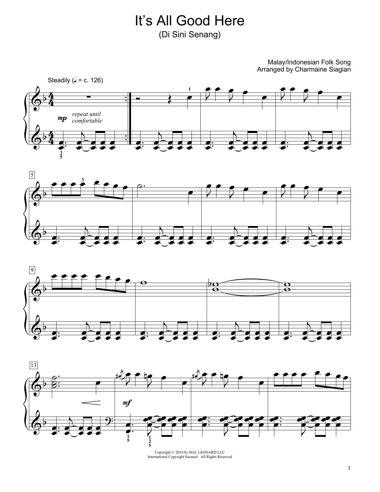 Traditional It's All Good Here (Di Sini Senang) (arr. Charmaine Siagian) Sheet Music Notes & Chords for Educational Piano - Download or Print PDF