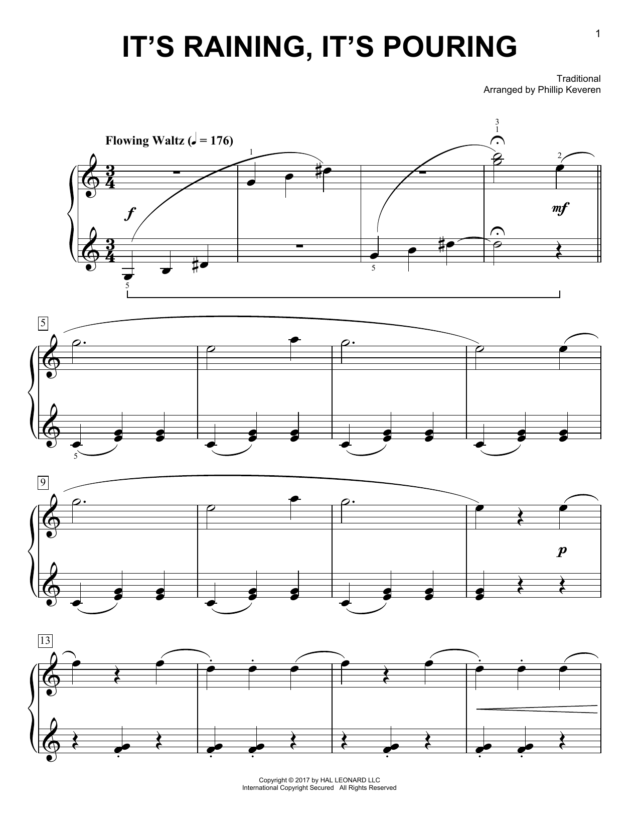 Traditional It's Raining, It's Pouring [Classical version] (arr. Phillip Keveren) Sheet Music Notes & Chords for Easy Piano - Download or Print PDF