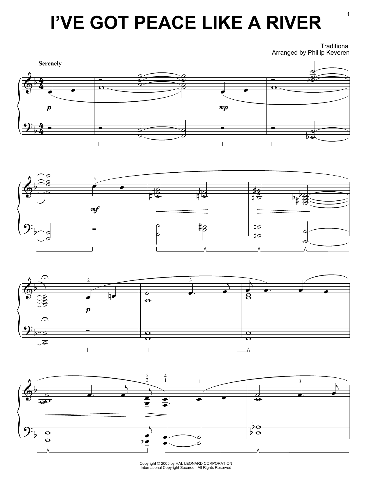 Traditional I've Got Peace Like A River [Jazz version] (arr. Phillip Keveren) Sheet Music Notes & Chords for Piano Solo - Download or Print PDF