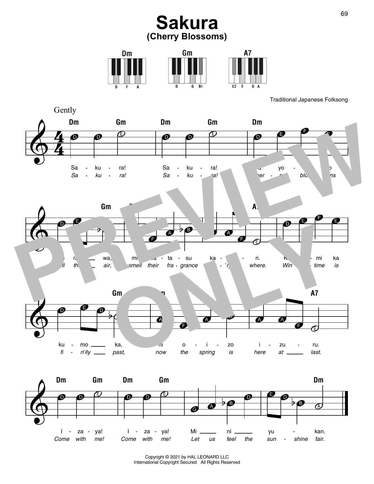 Traditional Japanese Folk Song Sakura (Cherry Blossoms) Sheet Music Notes & Chords for Super Easy Piano - Download or Print PDF